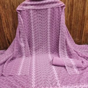 Zankar Dark Onion Original Georgette Chiken Work Dress Material