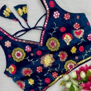 Zimmy Choo Blue All Over Floral Embroidered Sleeveless Blouse