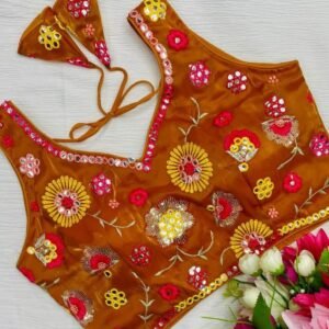 Zimmy Choo Orange All Over Floral Embroidered Sleeveless Blouse