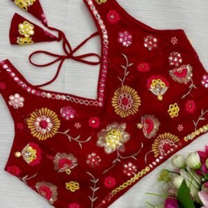 Zimmy Choo Red All Over Floral Embroidered Sleeveless Blouse
