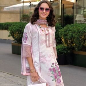 Zulika Peach Digital Printed Cotton Top Set