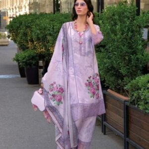 Zulika Purple Digital Printed Cotton Top Set