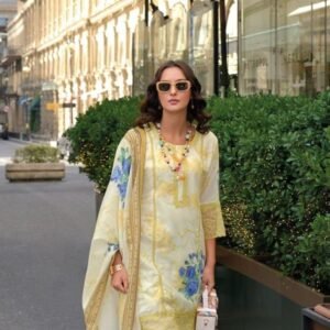 Zulika Yellow Digital Printed Cotton Top Set